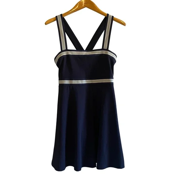 Lou & Grey | Dresses | Lou Grey Tipped Wonderweave Mini Pickleball Tennis  Dress Navy Blue Size Large | Poshmark